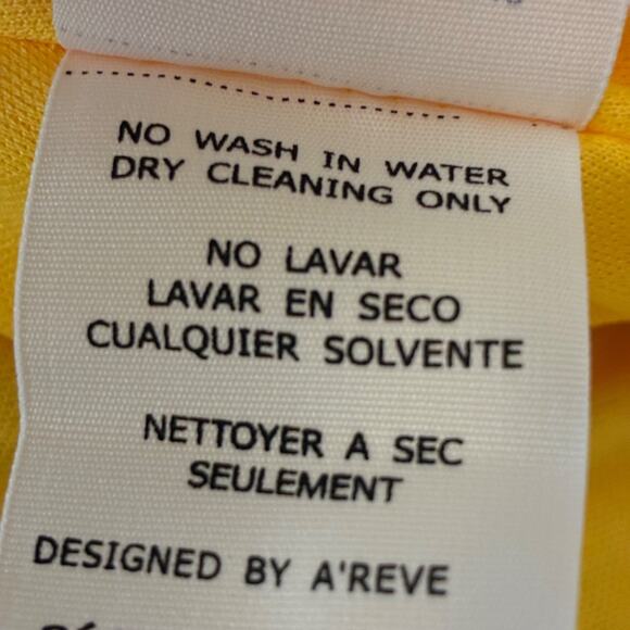 A'reve Anthropologie Yellow Floral Dress Drop Waist Lace Hem Butter Large Midi - Picture 13 of 14